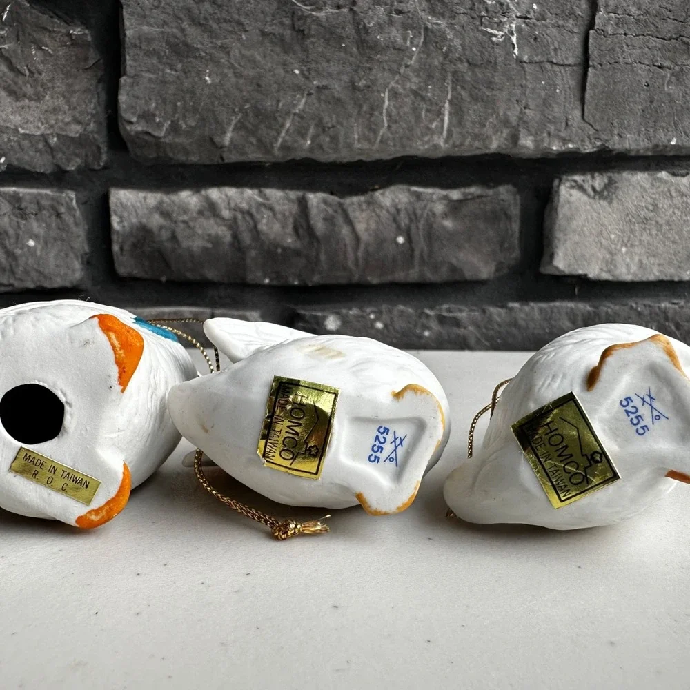 Vintage 90s Homco Country Goose Holiday Christmas Ornament Lot Set of 3 Granny